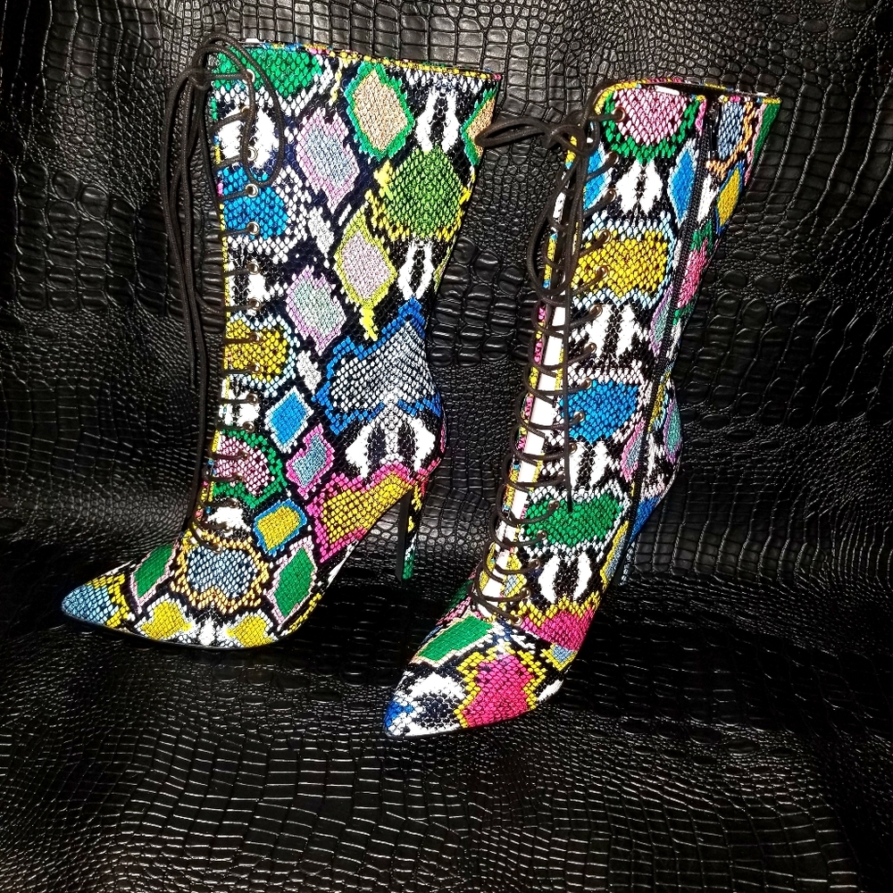 Multicolored Snake Print Boots All Sizes Available